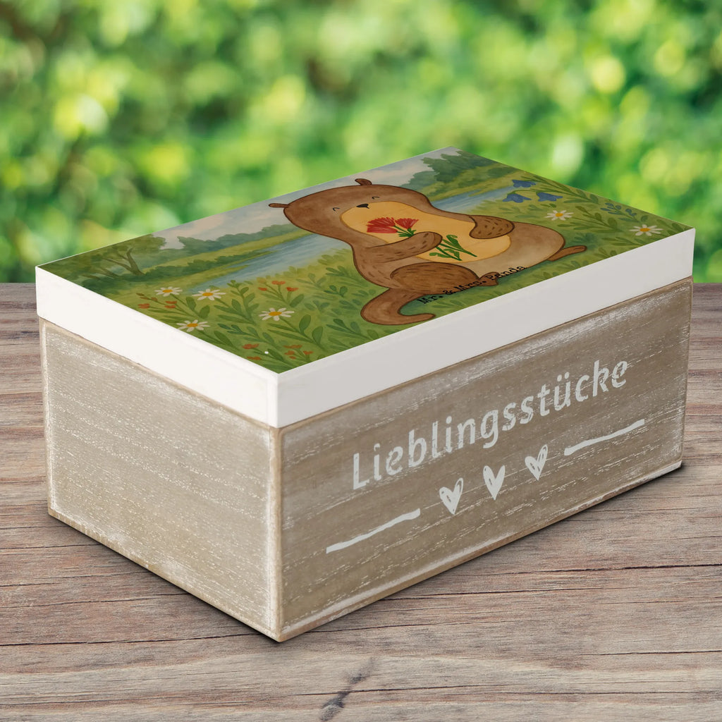 Skrzynia drewniana wydra bukiet kwiatów Design Erinnerungsbox, Kiste, XXL, Schatulle, Dekokiste, Aufbewahrungsbox, Geschenkdose, Schatzkiste, Truhe, Erinnerungskiste, Holzkiste, Geschenkbox, Otter, Fischotter, Seeotter, Otter Seeotter See Otter