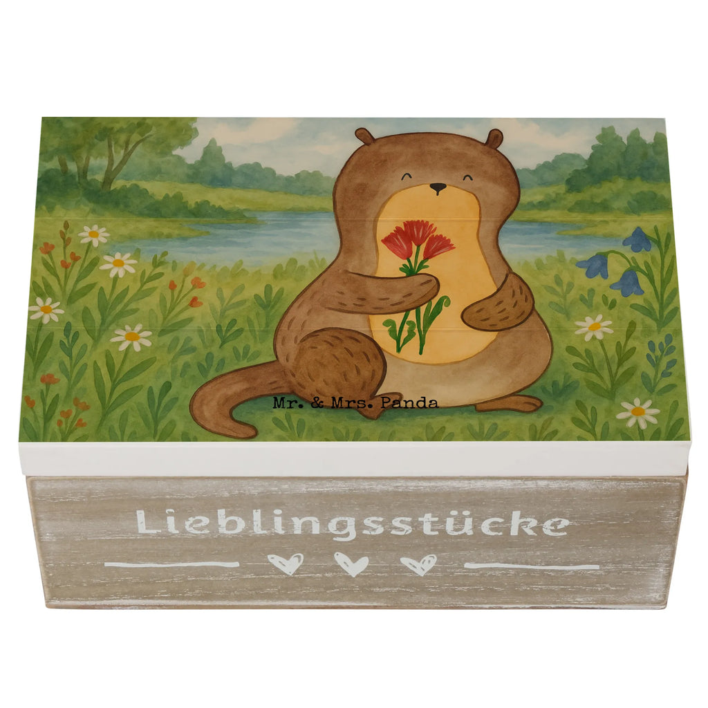 Skrzynia drewniana wydra bukiet kwiatów Design Erinnerungsbox, Kiste, XXL, Schatulle, Dekokiste, Aufbewahrungsbox, Geschenkdose, Schatzkiste, Truhe, Erinnerungskiste, Holzkiste, Geschenkbox, Otter, Fischotter, Seeotter, Otter Seeotter See Otter