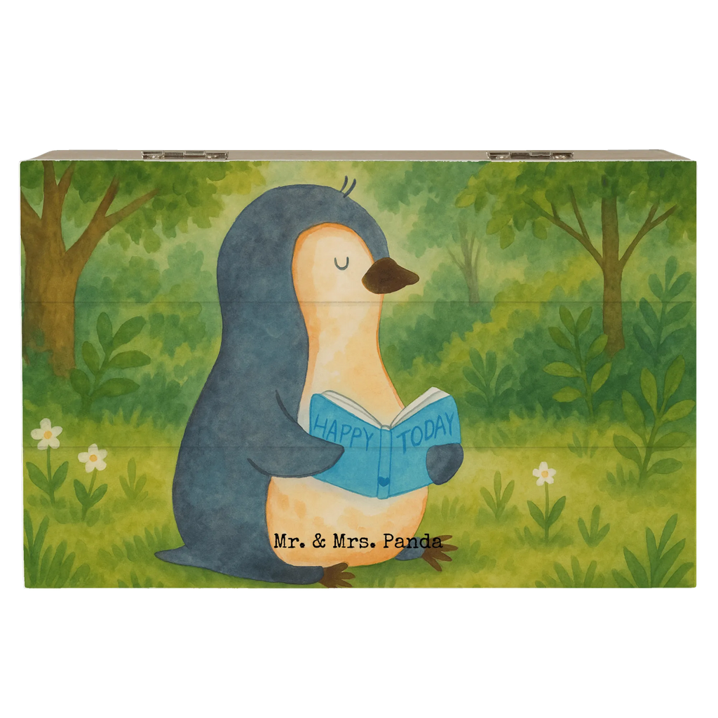Wooden chest Penguin A book Design Geschenkdose, Erinnerungskiste, XXL, Aufbewahrungsbox, Kiste, Truhe, Geschenkbox, Erinnerungsbox, Holzkiste, Dekokiste, Schatulle, Schatzkiste, Pinguin, Faulenzen, Freizeit, Urlaub, Pinguine, Lesen, Nichtstun, Ferien, Bücherwurm, Buch