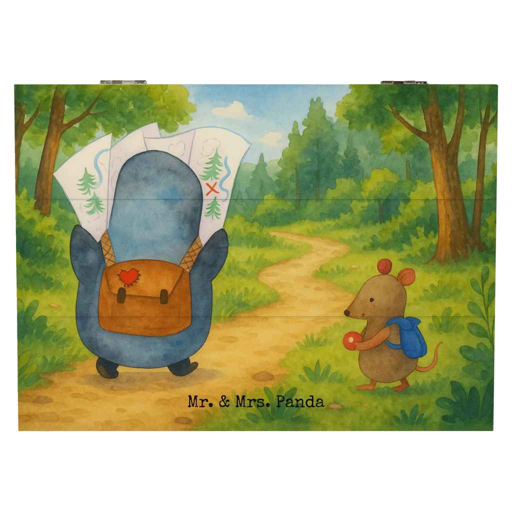 Holzkiste Pinguin & Maus Wanderer Design Geschenkdose, Erinnerungsbox, Schatulle, Kiste, Dekokiste, Aufbewahrungsbox, Geschenkbox, Truhe, Holzkiste, Erinnerungskiste, XXL, Schatzkiste, Pinguin, Ausflug, Wanderlust, Abenteurer, wandern, Roadtrip, Abenteuer, Pinguine