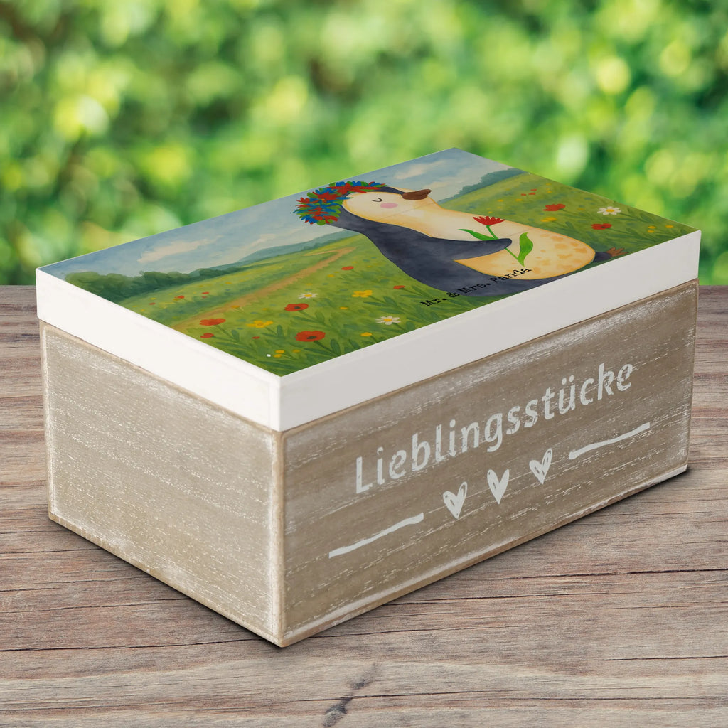 Wooden chest Penguin Flower Design Geschenkdose, Schatulle, Holzkiste, Dekokiste, Schatzkiste, Aufbewahrungsbox, XXL, Geschenkbox, Truhe, Kiste, Erinnerungsbox, Erinnerungskiste, Pinguin, Geschenkidee, Leben, Motivation, Blumenkranz, Lebenslust, Wünsche, Liebeskummer, Universum, Pinguine, Ziele, Lebensziele