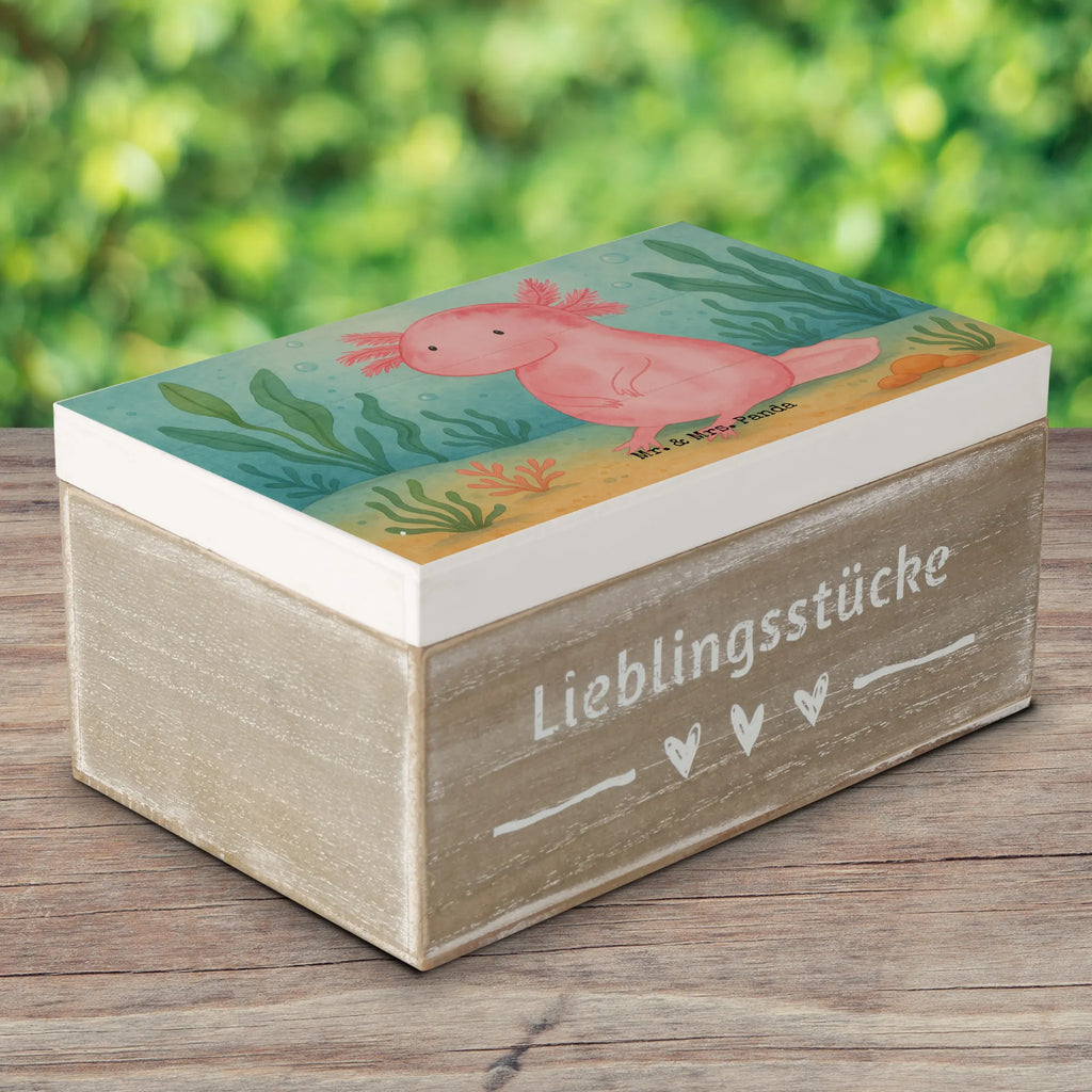 Holzkiste Axolotl Niedlich Design Geschenkdose, Kiste, Schatzkiste, Geschenkbox, Aufbewahrungsbox, Erinnerungskiste, Dekokiste, Erinnerungsbox, Truhe, XXL, Holzkiste, Schatulle, Axolotl, Molch, Axolot, Liebe, Freundin, Lebensstil, Weisheit, Lebensweisheit, vergnügt, zufrieden, fröhlich