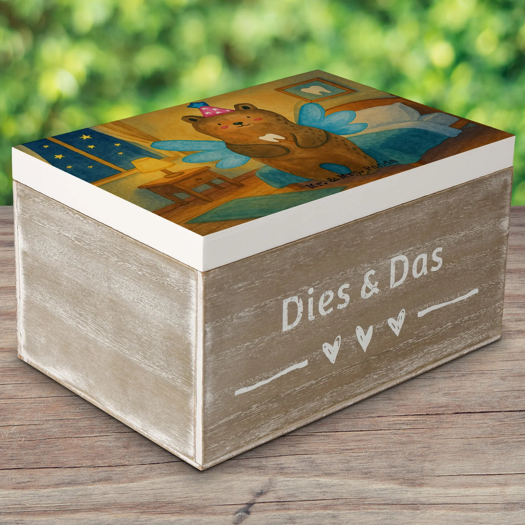 Skrzynia drewniana niedźwiedź Wróżka zębów Design Schatulle, Schatzkiste, Aufbewahrungsbox, Geschenkdose, Dekokiste, Geschenkbox, Kiste, Erinnerungskiste, Erinnerungsbox, Holzkiste, XXL, Truhe, Bär, Teddy, Teddybär, Milchzahn, Zahnfee, Erster Zahn, Fee