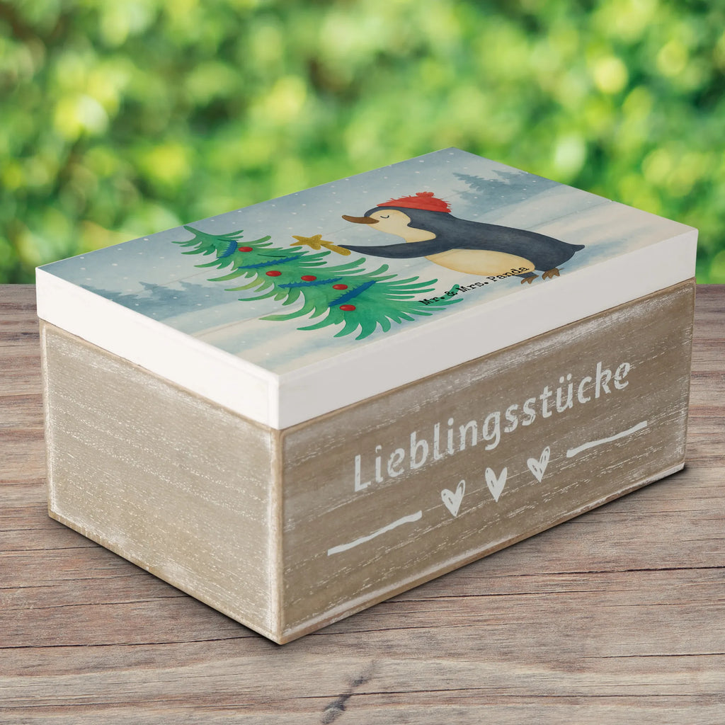 Holzkiste Pinguin Weihnachtsbaum Design Erinnerungskiste, Aufbewahrungsbox, Truhe, Geschenkdose, Dekokiste, Geschenkbox, Kiste, Schatzkiste, Schatulle, XXL, Holzkiste, Erinnerungsbox, Winter, Weihnachten, Weihnachtsdeko, Nikolaus, Advent, Heiligabend, Wintermotiv, Pinguin