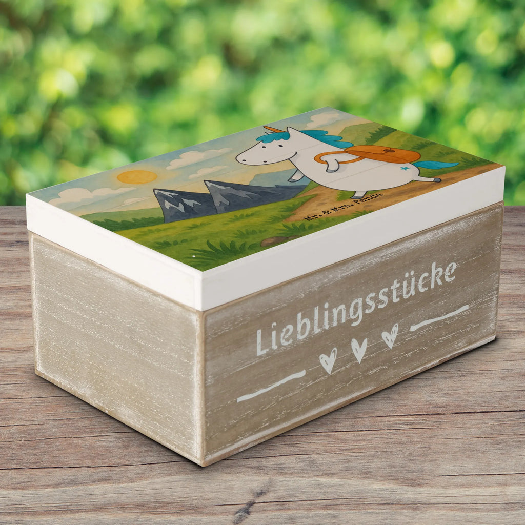 Holzkiste Einhorn Bergsteiger Design Erinnerungsbox, Schatulle, Kiste, Schatzkiste, Erinnerungskiste, Truhe, Holzkiste, Dekokiste, Aufbewahrungsbox, Geschenkbox, XXL, Geschenkdose, Einhorn, Einhörner, Einhorn Deko, Unicorn, Abenteurer, Abenteuer, Weltenbummler, Bergsteiger, Weltreise, Reisen, Urlaub, Berge, Entdecker