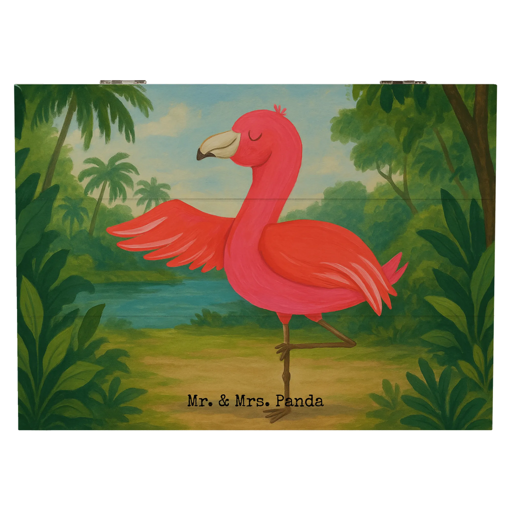 Wooden chest flamingo yoga Design Geschenkdose, Erinnerungskiste, Erinnerungsbox, Geschenkbox, XXL, Aufbewahrungsbox, Holzkiste, Dekokiste, Kiste, Schatzkiste, Truhe, Schatulle, Flamingo, Achtsamkeit, Ärger, Aufregen, Yoga-Übung, Entspannung, Vogel, Yoga, Tiefenentspannung, Namaste