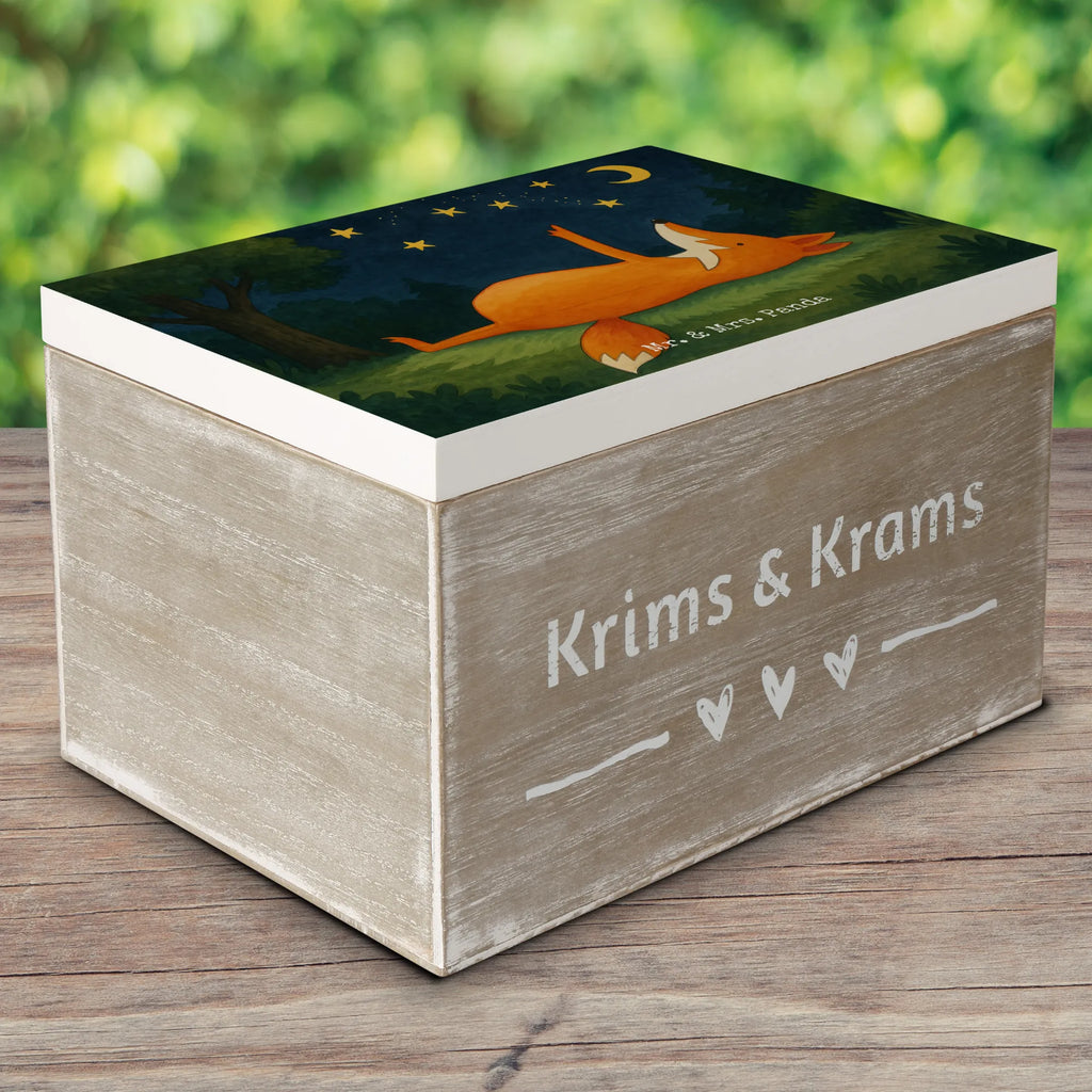 Holzkiste Fuchs Sterne Design Schatulle, Truhe, Geschenkbox, Aufbewahrungsbox, Erinnerungsbox, Schatzkiste, XXL, Erinnerungskiste, Geschenkdose, Kiste, Holzkiste, Dekokiste, Fuchs, Always Look on the Bright Side of Life, Füchse, tröstende Worte, Spruch positiv, Romantik, Spruch schön