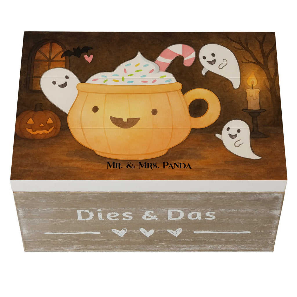 Holzkiste Kaffee Gespenst Design Erinnerungskiste, Erinnerungsbox, Schatzkiste, Kiste, Aufbewahrungsbox, Dekokiste, Holzkiste, Truhe, Geschenkbox, Geschenkdose, XXL, Schatulle, Halloween, Deko, Martinssingen, Dekoration, Geschenke, Schenken, Süßes sonst gibt's saures, Halloween Deko, Pumpkin spiced Latte, Kaffee, Gespenst, Trick or Treat