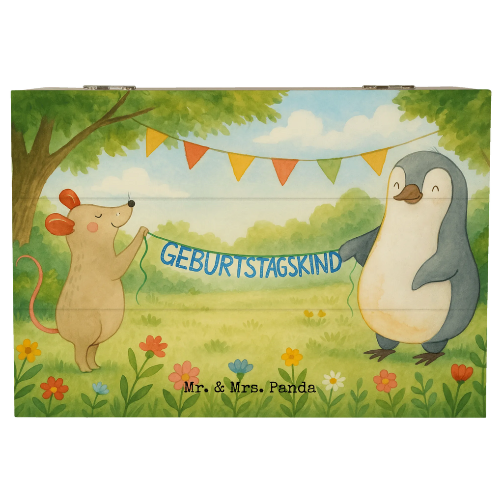 Holzkiste Maus Pinguin Geburtstag Design Schatzkiste, Erinnerungsbox, Geschenkdose, Truhe, Aufbewahrungsbox, XXL, Geschenkbox, Erinnerungskiste, Kiste, Holzkiste, Dekokiste, Schatulle, Geburtstag, Geburtstagsgeschenk, Geschenk, Geburtstagsfeier, Pinguin, Happy Birthday, Geburtstage, Maus