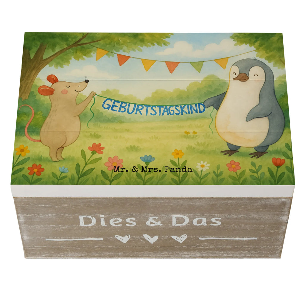 Holzkiste Maus Pinguin Geburtstag Design Schatzkiste, Erinnerungsbox, Geschenkdose, Truhe, Aufbewahrungsbox, XXL, Geschenkbox, Erinnerungskiste, Kiste, Holzkiste, Dekokiste, Schatulle, Geburtstag, Geburtstagsgeschenk, Geschenk, Geburtstagsfeier, Pinguin, Happy Birthday, Geburtstage, Maus
