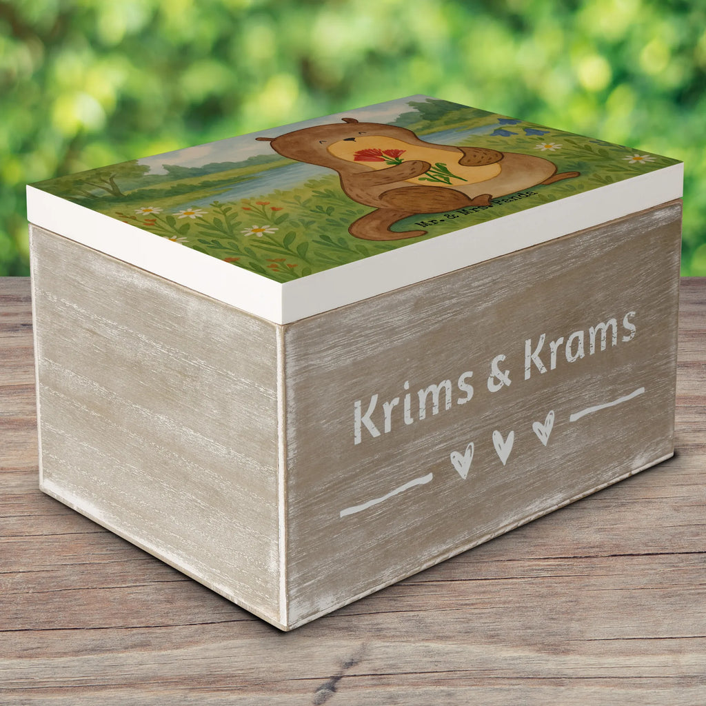 Skrzynia drewniana wydra bukiet kwiatów Design Erinnerungsbox, Kiste, XXL, Schatulle, Dekokiste, Aufbewahrungsbox, Geschenkdose, Schatzkiste, Truhe, Erinnerungskiste, Holzkiste, Geschenkbox, Otter, Fischotter, Seeotter, Otter Seeotter See Otter