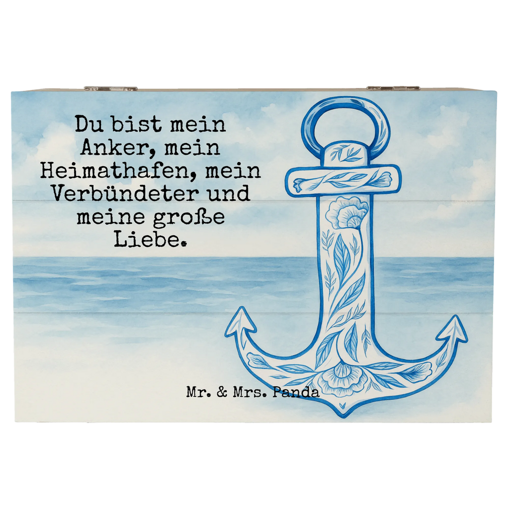Wooden chest anchor Blue Design Aufbewahrungsbox, Schatzkiste, Erinnerungskiste, XXL, Kiste, Dekokiste, Geschenkdose, Schatulle, Erinnerungsbox, Truhe, Holzkiste, Geschenkbox, Tiermotive, Gute Laune, lustige Sprüche, Tiere
