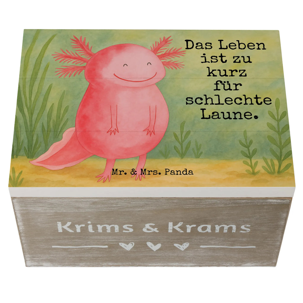 Holzkiste Axolotl Glücklich Design Erinnerungsbox, Geschenkdose, Holzkiste, Schatulle, Erinnerungskiste, Dekokiste, Aufbewahrungsbox, Kiste, XXL, Schatzkiste, Truhe, Geschenkbox, Axolotl, Molch, Lurche, Lurch, Motivation, Axolot, Schwanzlurch, gute Laune