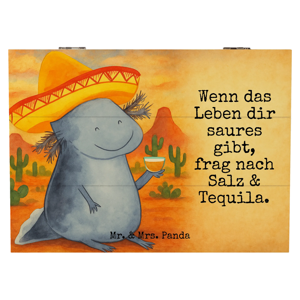 Holzkiste Axolotl Tequila Design Dekokiste, Erinnerungskiste, Geschenkbox, Schatzkiste, Truhe, Kiste, Schatulle, Geschenkdose, Aufbewahrungsbox, Erinnerungsbox, XXL, Holzkiste, Axolotl, Molch, Lurche, Feuerdrache, Schwanzlurch, Mexiko, Sombrero, Zitrone, Lurch, Tequila, Feuersalamander, Axolot, Spruch, Motivation, Mexico