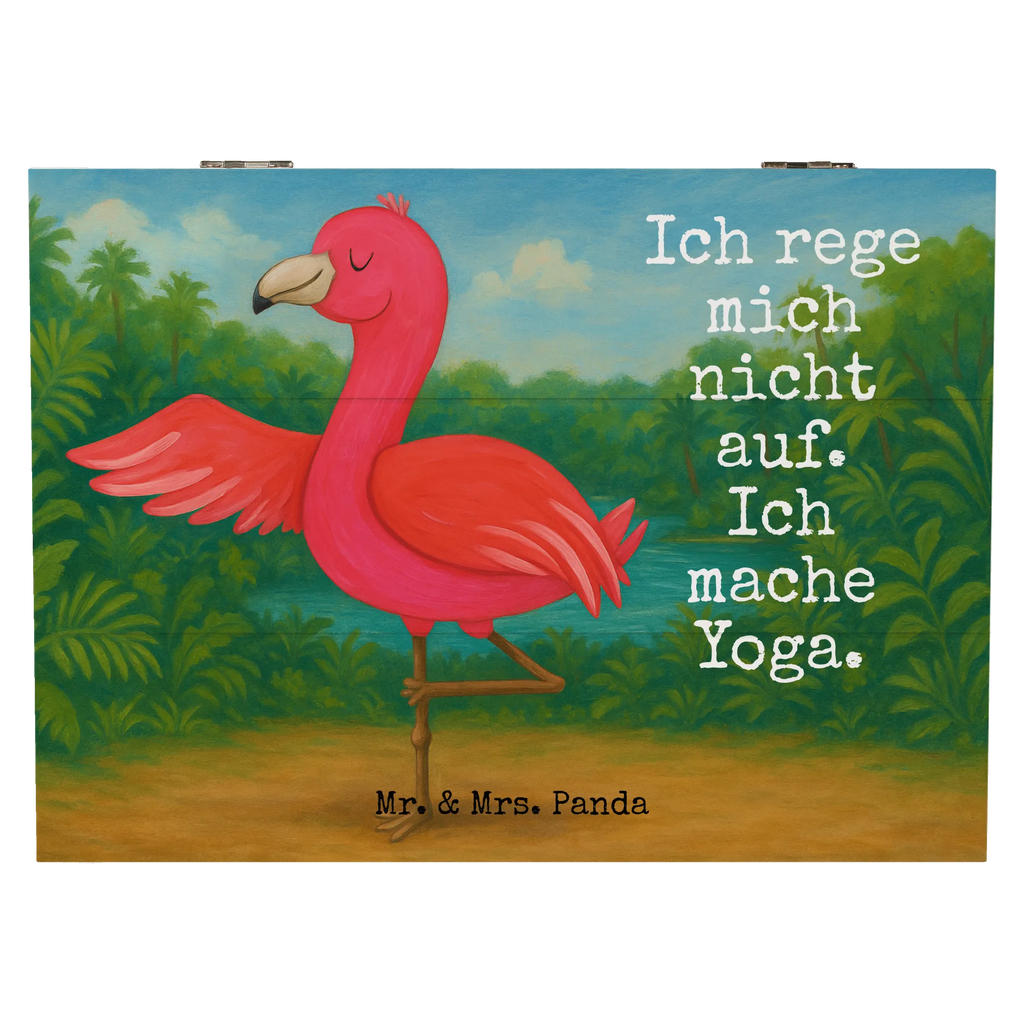 Wooden chest flamingo yoga Design Geschenkdose, Erinnerungskiste, Erinnerungsbox, Geschenkbox, XXL, Aufbewahrungsbox, Holzkiste, Dekokiste, Kiste, Schatzkiste, Truhe, Schatulle, Flamingo, Achtsamkeit, Ärger, Aufregen, Yoga-Übung, Entspannung, Vogel, Yoga, Tiefenentspannung, Namaste