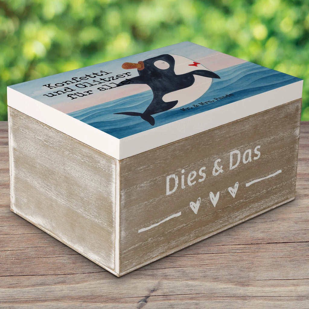 Holzkiste Orca Zylinder Design Schatulle, Holzkiste, XXL, Truhe, Dekokiste, Erinnerungsbox, Geschenkbox, Erinnerungskiste, Schatzkiste, Geschenkdose, Aufbewahrungsbox, Kiste, Meerestiere, Meer, Urlaub, Geburtstag, Konfetti, Glitzer, Fete, Fest, Feier, Orca, Narwal, Glückwunsch, Glitter