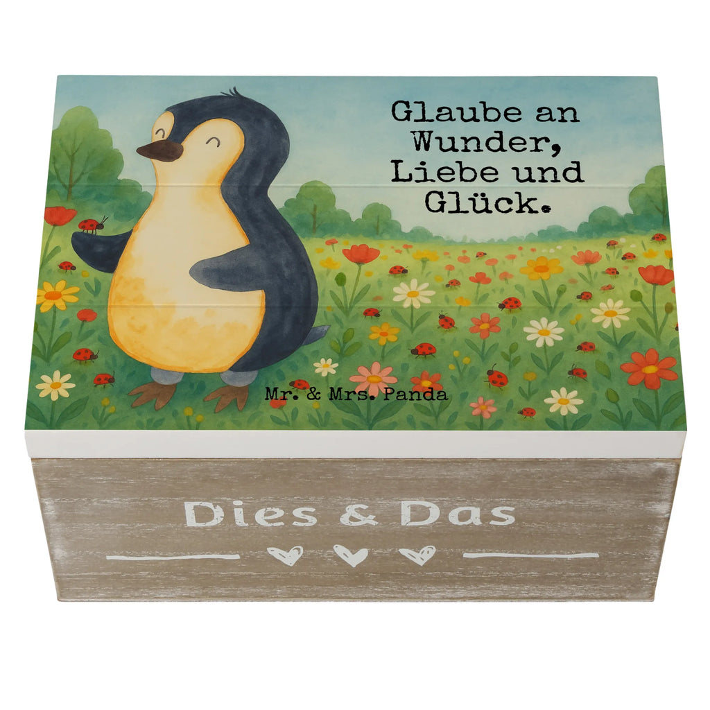 Holzkiste Pinguin Marienkäfer Design Geschenkbox, Geschenkdose, Erinnerungskiste, Schatulle, Aufbewahrungsbox, Erinnerungsbox, Truhe, Kiste, Schatzkiste, Dekokiste, Holzkiste, XXL, Pinguin, Lebensfreude, Marienkäfer, Wunder, Freude, Pinguine, Glück, Liebe