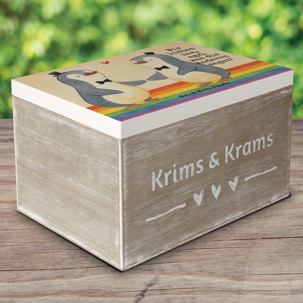 Holzkiste Pinguine Gay Pride Design Geschenkdose, Aufbewahrungsbox, Schatzkiste, Geschenkbox, Truhe, Schatulle, Dekokiste, XXL, Holzkiste, Erinnerungsbox, Erinnerungskiste, Kiste, Hochzeit, Hochzeitsgeschenk, Ehe, Hochzeitsfeier, Trauung, Trauungsgeschenk, Hochzeitskarte, Verlobungsfeier, Verlobungsgeschenk, Hochzeitsgeschenkideen, Hochzeitsgeschenke für Brautpaar