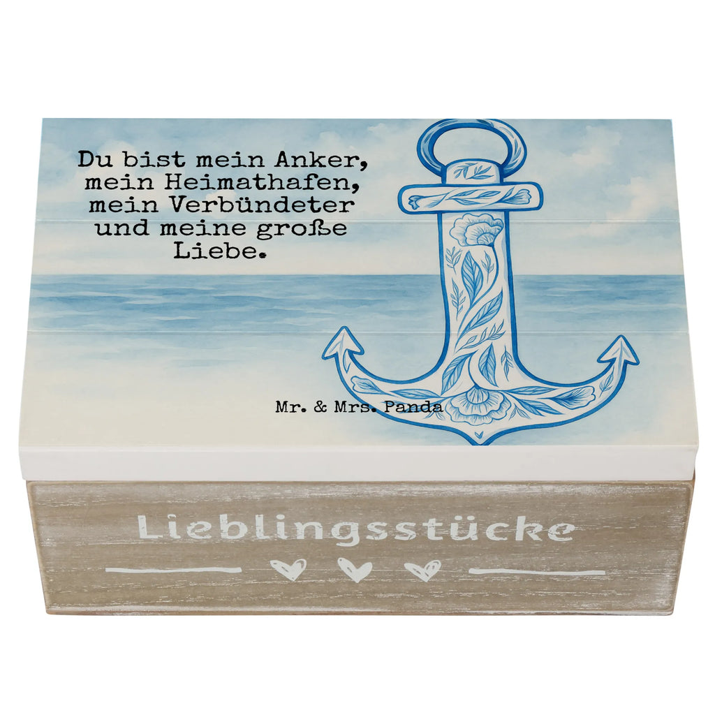 Wooden chest anchor Blue Design Aufbewahrungsbox, Schatzkiste, Erinnerungskiste, XXL, Kiste, Dekokiste, Geschenkdose, Schatulle, Erinnerungsbox, Truhe, Holzkiste, Geschenkbox, Tiermotive, Gute Laune, lustige Sprüche, Tiere