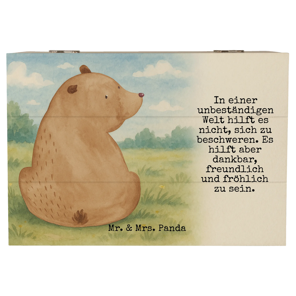 Holzkiste Bär Schulterblick Design Kiste, XXL, Schatzkiste, Erinnerungsbox, Holzkiste, Aufbewahrungsbox, Geschenkdose, Schatulle, Geschenkbox, Erinnerungskiste, Dekokiste, Truhe, Bär, Teddy, Teddybär, Weisheit, Selbstachtung, Bärenliebe, Motivation, Bären, Weltansicht
