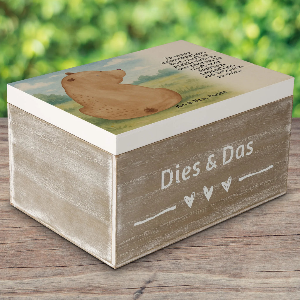 Holzkiste Bär Schulterblick Design Kiste, XXL, Schatzkiste, Erinnerungsbox, Holzkiste, Aufbewahrungsbox, Geschenkdose, Schatulle, Geschenkbox, Erinnerungskiste, Dekokiste, Truhe, Bär, Teddy, Teddybär, Weisheit, Selbstachtung, Bärenliebe, Motivation, Bären, Weltansicht