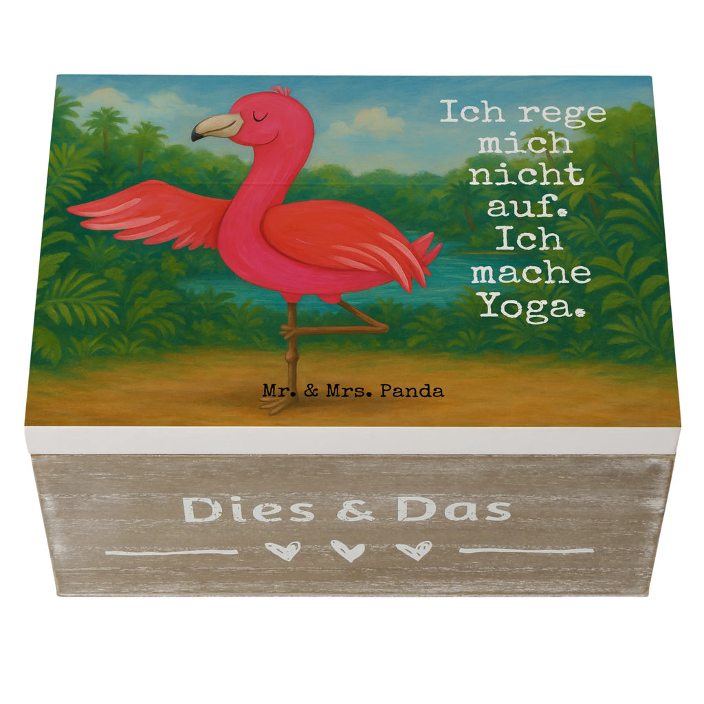 Wooden chest flamingo yoga Design Geschenkdose, Erinnerungskiste, Erinnerungsbox, Geschenkbox, XXL, Aufbewahrungsbox, Holzkiste, Dekokiste, Kiste, Schatzkiste, Truhe, Schatulle, Flamingo, Achtsamkeit, Ärger, Aufregen, Yoga-Übung, Entspannung, Vogel, Yoga, Tiefenentspannung, Namaste