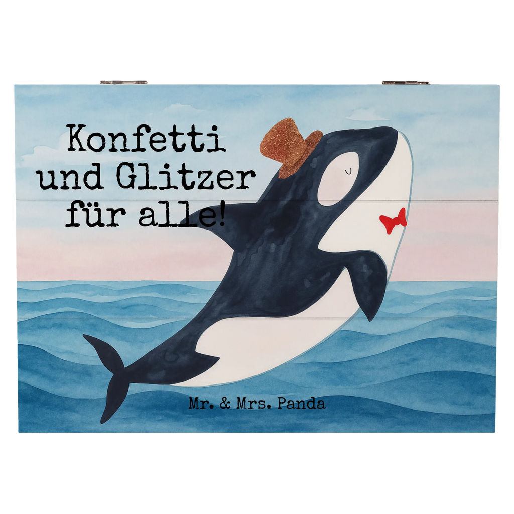 Holzkiste Orca Zylinder Design Schatulle, Holzkiste, XXL, Truhe, Dekokiste, Erinnerungsbox, Geschenkbox, Erinnerungskiste, Schatzkiste, Geschenkdose, Aufbewahrungsbox, Kiste, Meerestiere, Meer, Urlaub, Geburtstag, Konfetti, Glitzer, Fete, Fest, Feier, Orca, Narwal, Glückwunsch, Glitter