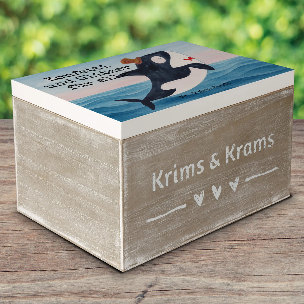 Holzkiste Orca Zylinder Design Schatulle, Holzkiste, XXL, Truhe, Dekokiste, Erinnerungsbox, Geschenkbox, Erinnerungskiste, Schatzkiste, Geschenkdose, Aufbewahrungsbox, Kiste, Meerestiere, Meer, Urlaub, Geburtstag, Konfetti, Glitzer, Fete, Fest, Feier, Orca, Narwal, Glückwunsch, Glitter
