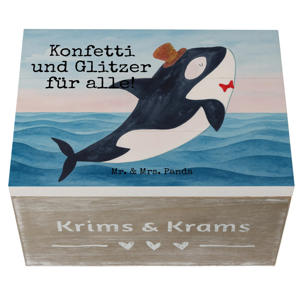 Holzkiste Orca Zylinder Design Schatulle, Holzkiste, XXL, Truhe, Dekokiste, Erinnerungsbox, Geschenkbox, Erinnerungskiste, Schatzkiste, Geschenkdose, Aufbewahrungsbox, Kiste, Meerestiere, Meer, Urlaub, Geburtstag, Konfetti, Glitzer, Fete, Fest, Feier, Orca, Narwal, Glückwunsch, Glitter