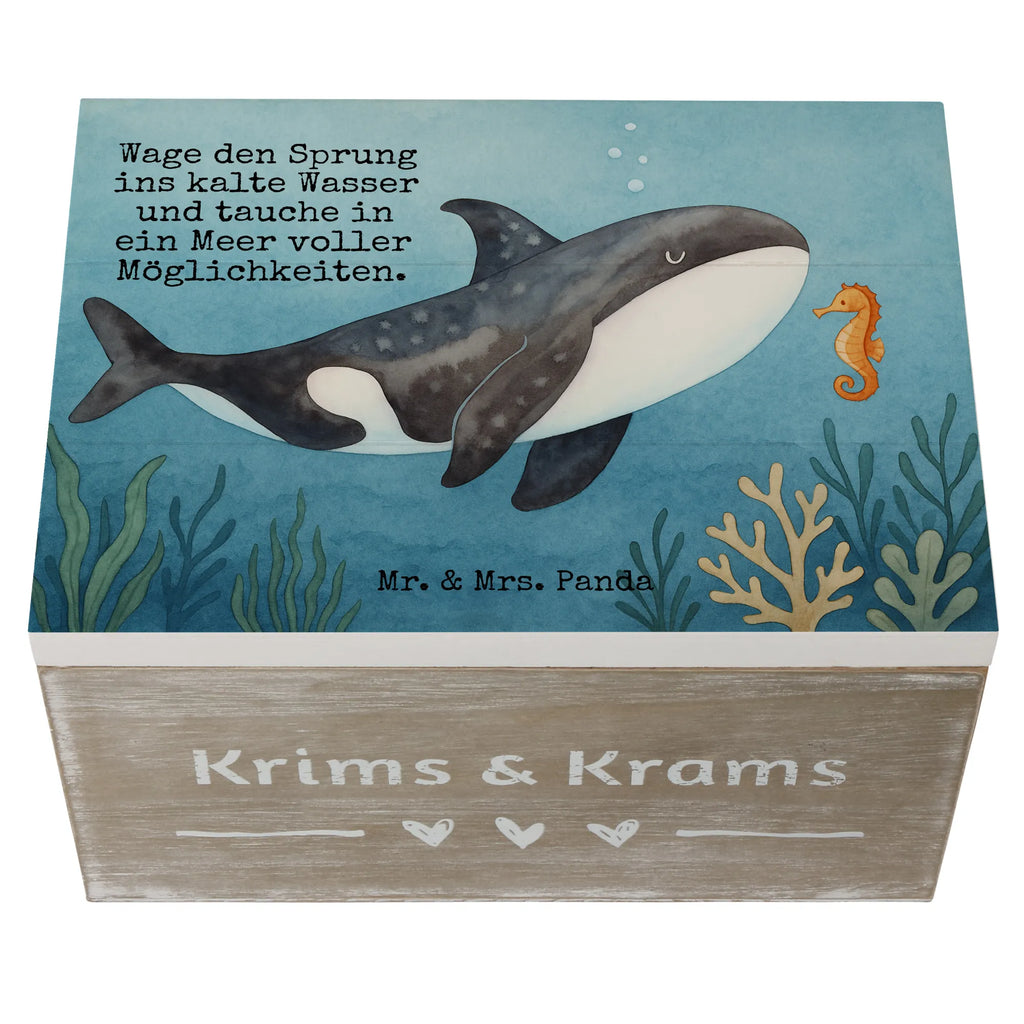 Holzkiste Orca Design Dekokiste, Kiste, Holzkiste, Schatzkiste, XXL, Erinnerungsbox, Geschenkdose, Geschenkbox, Erinnerungskiste, Schatulle, Truhe, Aufbewahrungsbox, Meerestiere, Meer, Urlaub, Motivation, Orcas, Orca, Killerwal, Möglichkeiten, Büro, Startup, Neustart, Arbeit, Wal, Selbstliebe