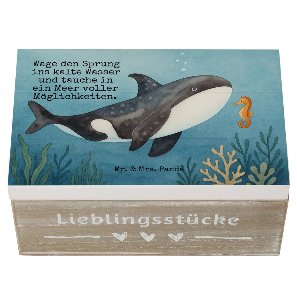 Holzkiste Orca Design Dekokiste, Kiste, Holzkiste, Schatzkiste, XXL, Erinnerungsbox, Geschenkdose, Geschenkbox, Erinnerungskiste, Schatulle, Truhe, Aufbewahrungsbox, Meerestiere, Meer, Urlaub, Motivation, Orcas, Orca, Killerwal, Möglichkeiten, Büro, Startup, Neustart, Arbeit, Wal, Selbstliebe
