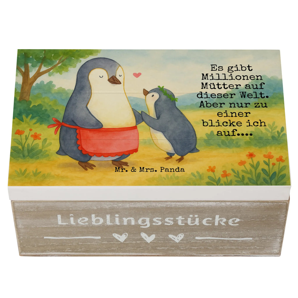 Wooden chest Penguin with child Design Aufbewahrungsbox, Dekokiste, XXL, Erinnerungskiste, Holzkiste, Erinnerungsbox, Truhe, Geschenkdose, Schatulle, Geschenkbox, Kiste, Schatzkiste, Familie, Vatertag, Muttertag, Bruder, Schwester, Mama, Papa, Oma, Opa, Mutti, Mami, Geburststag, Mutter, Geschenk
