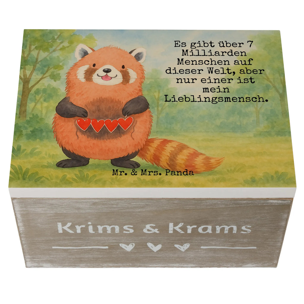 Wooden chest red panda Design XXL, Geschenkbox, Erinnerungsbox, Holzkiste, Kiste, Truhe, Schatzkiste, Dekokiste, Aufbewahrungsbox, Erinnerungskiste, Schatulle, Geschenkdose, Tiermotive, Gute Laune, lustige Sprüche, Tiere, Panda, Liebe, Liebling, Herz, Rot, Lieblingsmensch