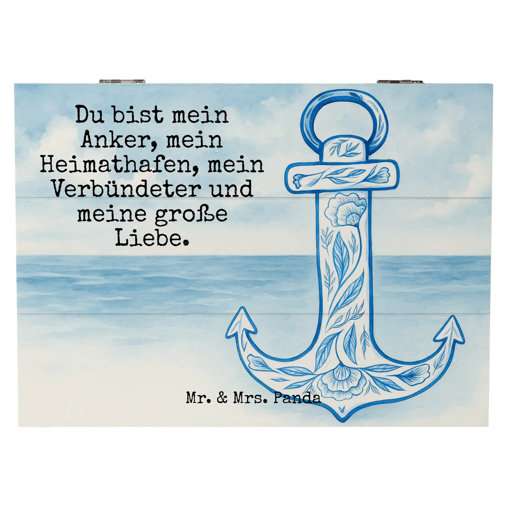 Wooden chest anchor Blue Design Aufbewahrungsbox, Schatzkiste, Erinnerungskiste, XXL, Kiste, Dekokiste, Geschenkdose, Schatulle, Erinnerungsbox, Truhe, Holzkiste, Geschenkbox, Tiermotive, Gute Laune, lustige Sprüche, Tiere