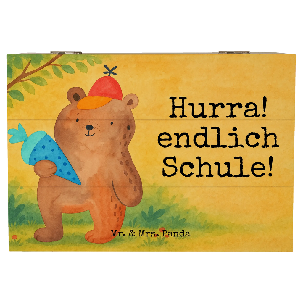 Holzkiste Bär Schultüte Design Erinnerungskiste, XXL, Schatulle, Geschenkdose, Erinnerungsbox, Aufbewahrungsbox, Truhe, Schatzkiste, Holzkiste, Kiste, Geschenkbox, Dekokiste, Bär, Teddy, Teddybär, Einschulung Geschenk, Schule Geschenk, Grundschule, Erster Schultag Geschenk, Bär Motiv, Schultüte, Schulbeginn, Schulanfang