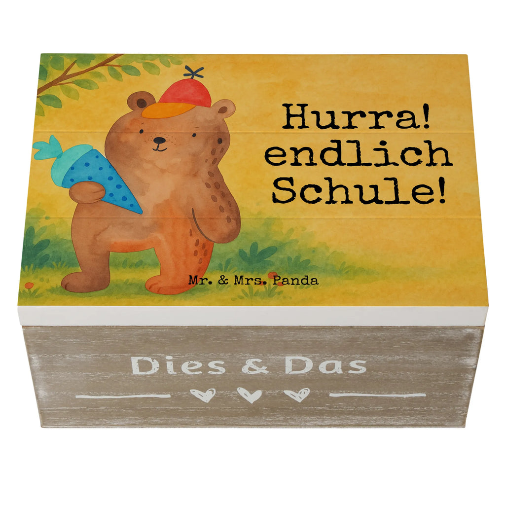 Holzkiste Bär Schultüte Design Erinnerungskiste, XXL, Schatulle, Geschenkdose, Erinnerungsbox, Aufbewahrungsbox, Truhe, Schatzkiste, Holzkiste, Kiste, Geschenkbox, Dekokiste, Bär, Teddy, Teddybär, Einschulung Geschenk, Schule Geschenk, Grundschule, Erster Schultag Geschenk, Bär Motiv, Schultüte, Schulbeginn, Schulanfang