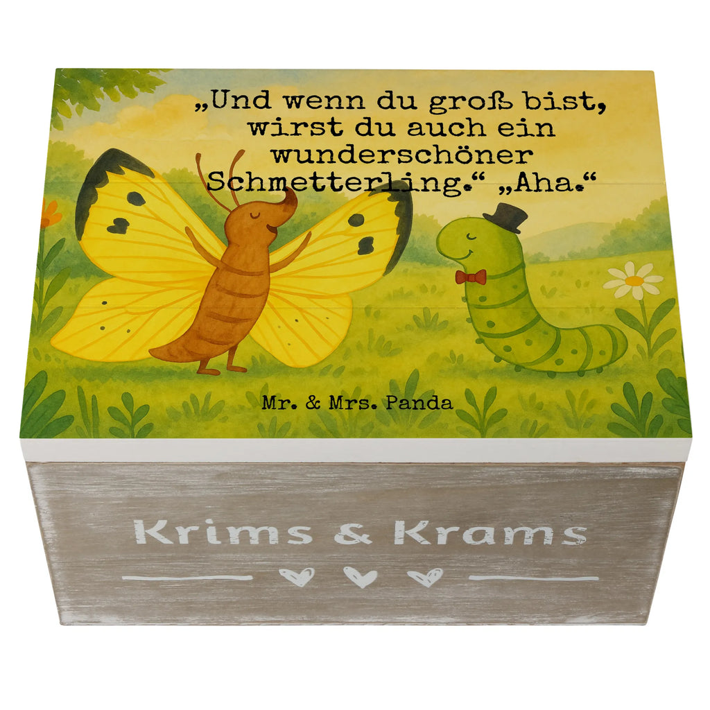 Wooden chest Caterpillar butterfly Design Dekokiste, Erinnerungsbox, Erinnerungskiste, XXL, Schatulle, Truhe, Geschenkdose, Aufbewahrungsbox, Kiste, Holzkiste, Schatzkiste, Geschenkbox, Tiermotive, Gute Laune, lustige Sprüche, Tiere, Hütchen, Hut, Erwachsen werden, Entwicklung, Kokon, Schönheit, Schmetterling, Raupe, Zitronenfalter, Aufwachsen