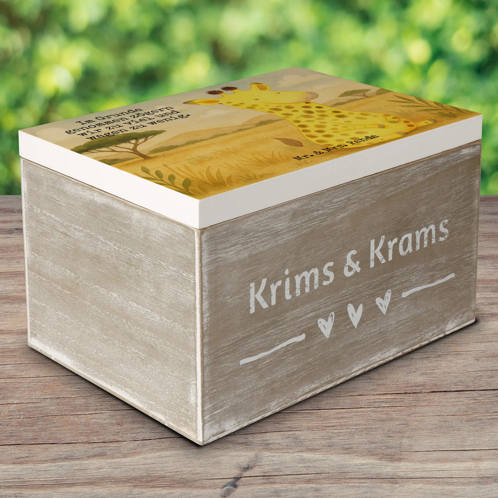 Skrzynia drewniana żyrafa Zadowolony Design Kiste, XXL, Schatzkiste, Geschenkbox, Erinnerungskiste, Dekokiste, Aufbewahrungsbox, Schatulle, Holzkiste, Geschenkdose, Truhe, Erinnerungsbox, Afrika, Wildtiere, Glück, Giraffe, Abenteuer, Zufrieden