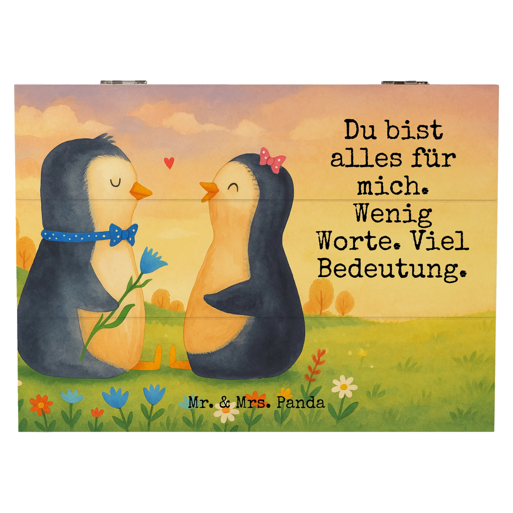 Holzkiste Pinguin Pärchen Design Geschenkdose, Truhe, Geschenkbox, XXL, Dekokiste, Schatulle, Schatzkiste, Aufbewahrungsbox, Kiste, Holzkiste, Erinnerungskiste, Erinnerungsbox, Pinguin, große Liebe, Liebesbeweis, Liebe, Hochzeitstag, Traumpaar, Hochzeit, Liebesgeschenk, Liebespaar, Hochzeitsgeschenk, Pinguine, Jahrestag, Verlobung