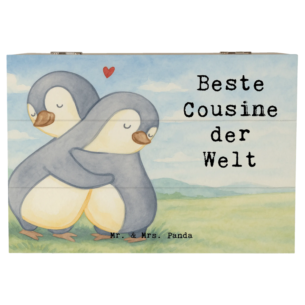 Skrzynia drewniana Pingwin Najlepsza kuzynka na świecie Design Aufbewahrungsbox, Holzkiste, Schatzkiste, Schatulle, Erinnerungsbox, Geschenkdose, Geschenkbox, Erinnerungskiste, Dekokiste, Kiste, XXL, Truhe, für, Dankeschön, Geschenk, Schenken, Geburtstag, Geburtstagsgeschenk, Geschenkidee, Danke, Bedanken, Mitbringsel, Freude machen, Geschenktipp, Familie, Verwandtschaft, Kusine, Cousin, Tochter von Onkel, Tochter von Tante, Cousine, Cousinchen, Kousine
