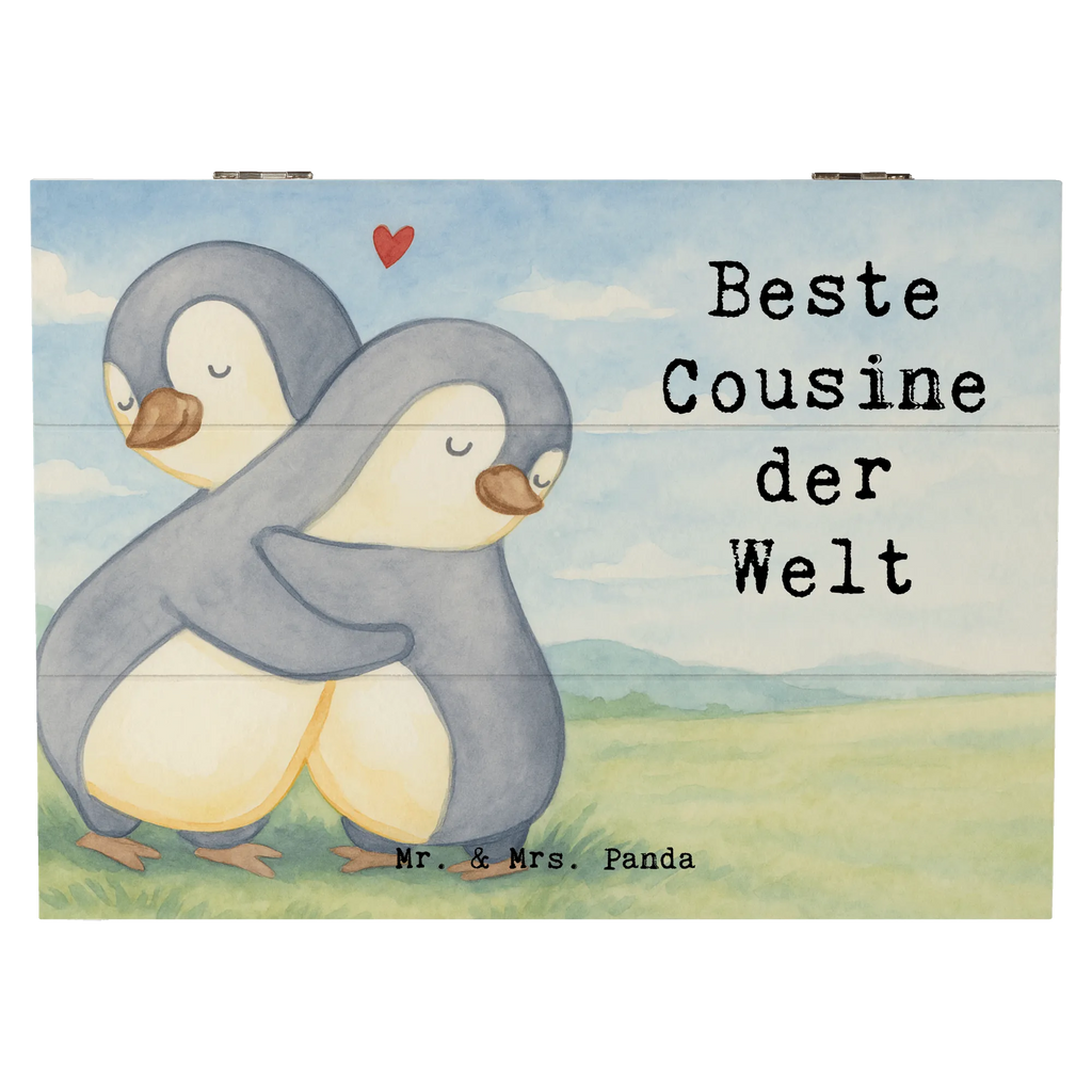 Skrzynia drewniana Pingwin Najlepsza kuzynka na świecie Design Aufbewahrungsbox, Holzkiste, Schatzkiste, Schatulle, Erinnerungsbox, Geschenkdose, Geschenkbox, Erinnerungskiste, Dekokiste, Kiste, XXL, Truhe, für, Dankeschön, Geschenk, Schenken, Geburtstag, Geburtstagsgeschenk, Geschenkidee, Danke, Bedanken, Mitbringsel, Freude machen, Geschenktipp, Familie, Verwandtschaft, Kusine, Cousin, Tochter von Onkel, Tochter von Tante, Cousine, Cousinchen, Kousine