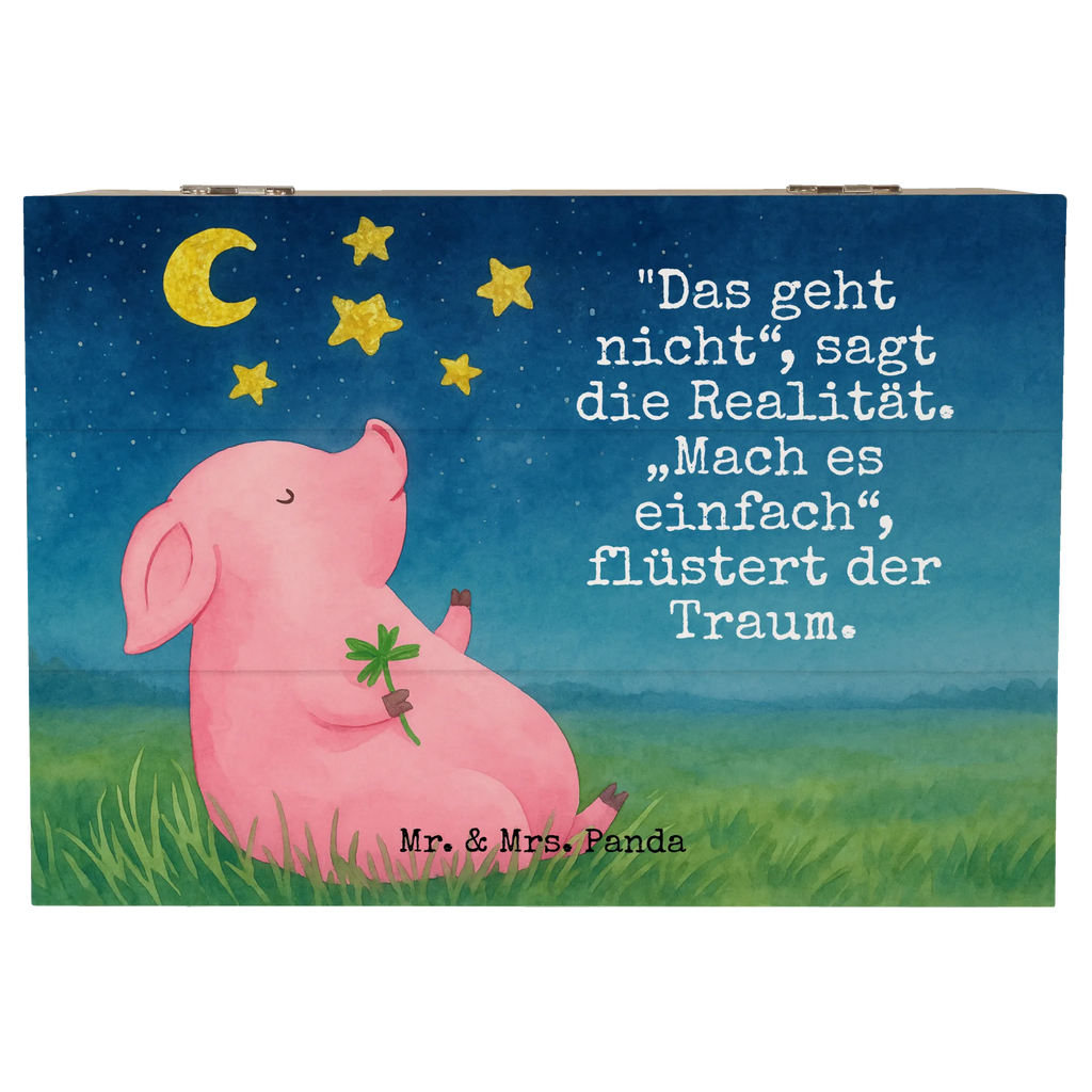 Skrzynia drewniana świnia Szczęście Design Erinnerungsbox, Holzkiste, Schatzkiste, Schatulle, Geschenkbox, Kiste, Dekokiste, Truhe, Geschenkdose, Erinnerungskiste, Aufbewahrungsbox, XXL, Tiermotive, Gute Laune, lustige Sprüche, Tiere, Motivation, Schwein, Glücksschwein. Glück, Glücksbringer, Schweinchen, Sterne, Ziele, Träume, Sernchen