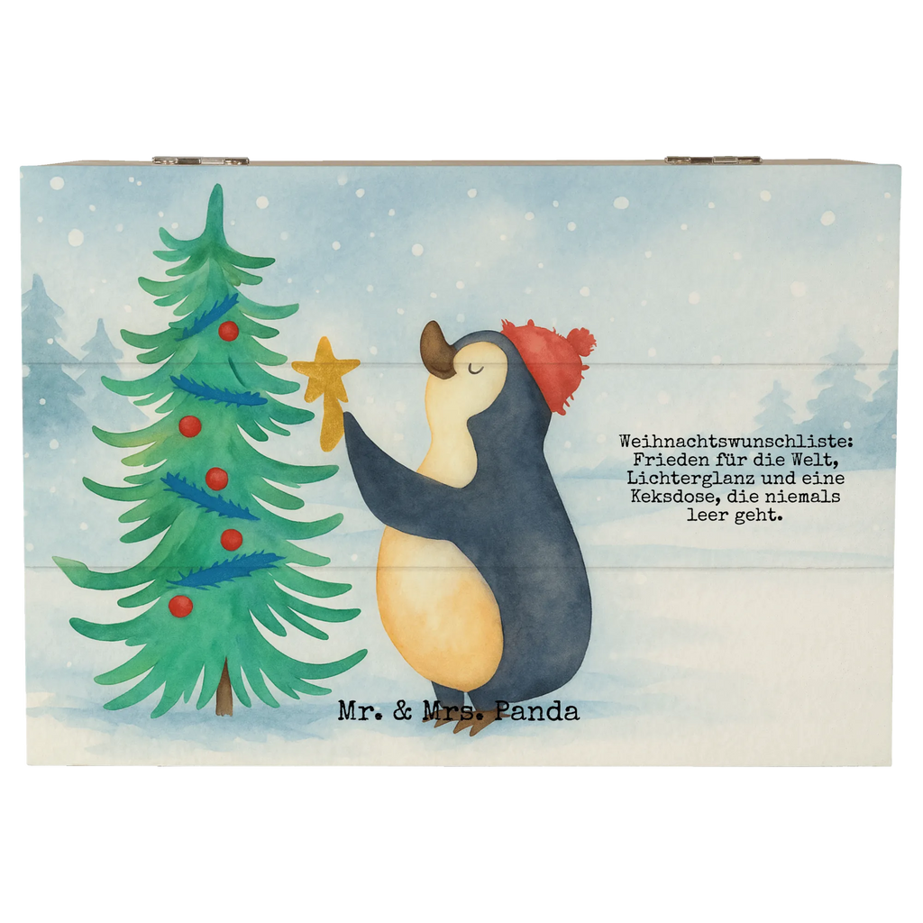 Holzkiste Pinguin Weihnachtsbaum Design Erinnerungskiste, Aufbewahrungsbox, Truhe, Geschenkdose, Dekokiste, Geschenkbox, Kiste, Schatzkiste, Schatulle, XXL, Holzkiste, Erinnerungsbox, Winter, Weihnachten, Weihnachtsdeko, Nikolaus, Advent, Heiligabend, Wintermotiv, Pinguin