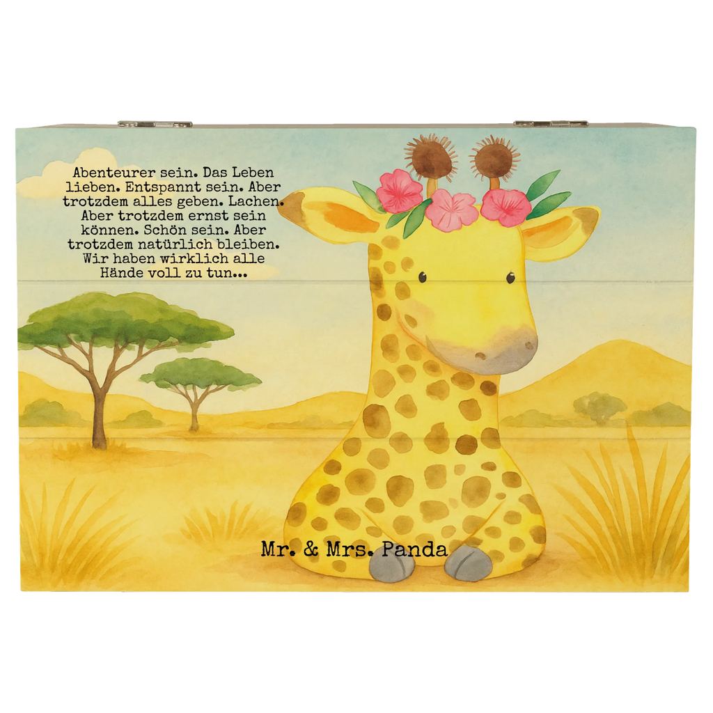 Holzkiste Giraffe Blumenkranz Design XXL, Truhe, Dekokiste, Erinnerungskiste, Kiste, Geschenkbox, Schatzkiste, Holzkiste, Erinnerungsbox, Aufbewahrungsbox, Geschenkdose, Schatulle, Afrika, Wildtiere, Giraffe, Selbstliebe, Freundin, Blumenkranz, Abenteurer