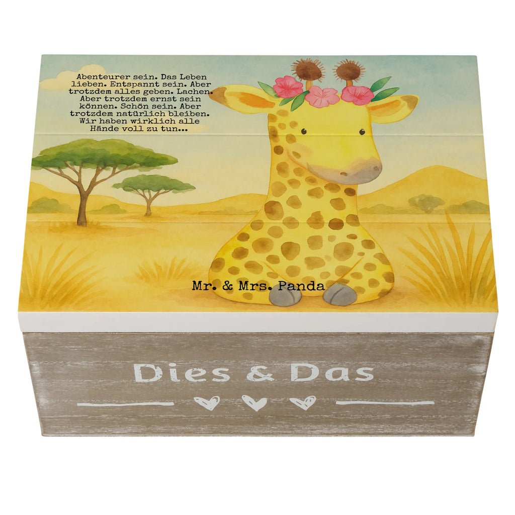 Holzkiste Giraffe Blumenkranz Design XXL, Truhe, Dekokiste, Erinnerungskiste, Kiste, Geschenkbox, Schatzkiste, Holzkiste, Erinnerungsbox, Aufbewahrungsbox, Geschenkdose, Schatulle, Afrika, Wildtiere, Giraffe, Selbstliebe, Freundin, Blumenkranz, Abenteurer