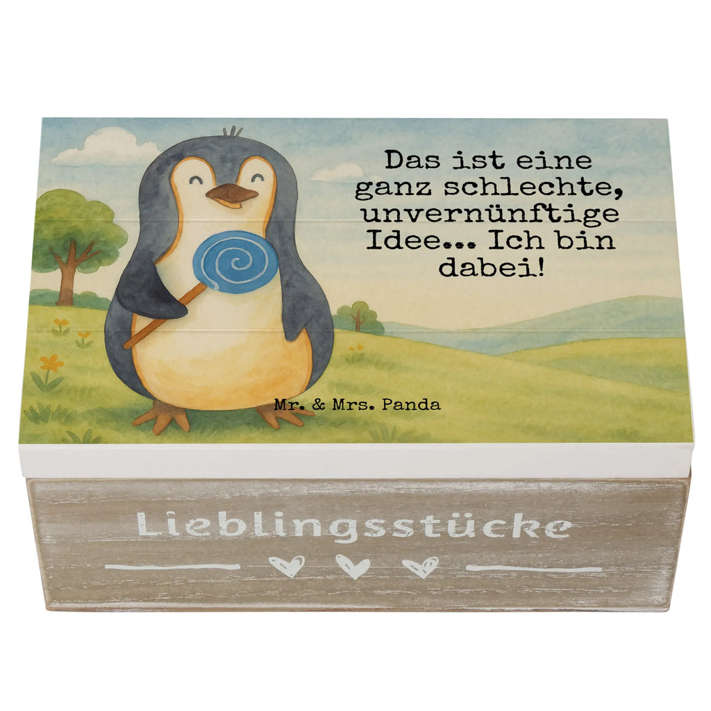 Holzkiste Pinguin Lolli Design Schatzkiste, Geschenkdose, Erinnerungskiste, Aufbewahrungsbox, Truhe, XXL, Schatulle, Geschenkbox, Kiste, Dekokiste, Erinnerungsbox, Holzkiste, Pinguin, Lolli, Rabauke, Gauner, Spruch, Süßigkeiten, Ganove, Pinguine, Rebell, Blödsinn