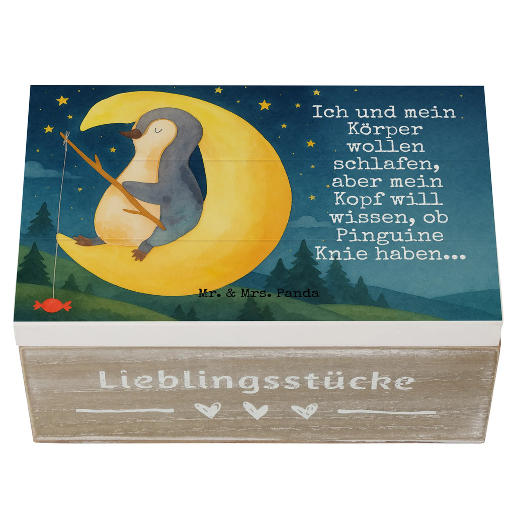 Holzkiste Pinguin Mond Design Geschenkdose, Kiste, Erinnerungskiste, Dekokiste, Schatulle, Truhe, Holzkiste, Aufbewahrungsbox, Erinnerungsbox, Schatzkiste, XXL, Geschenkbox, Pinguin, Einschlafen, Schlafzimmer, schlafen, Spruch, Schlafstörungen, Pinguine, Nachtruhe, Gästezimmer