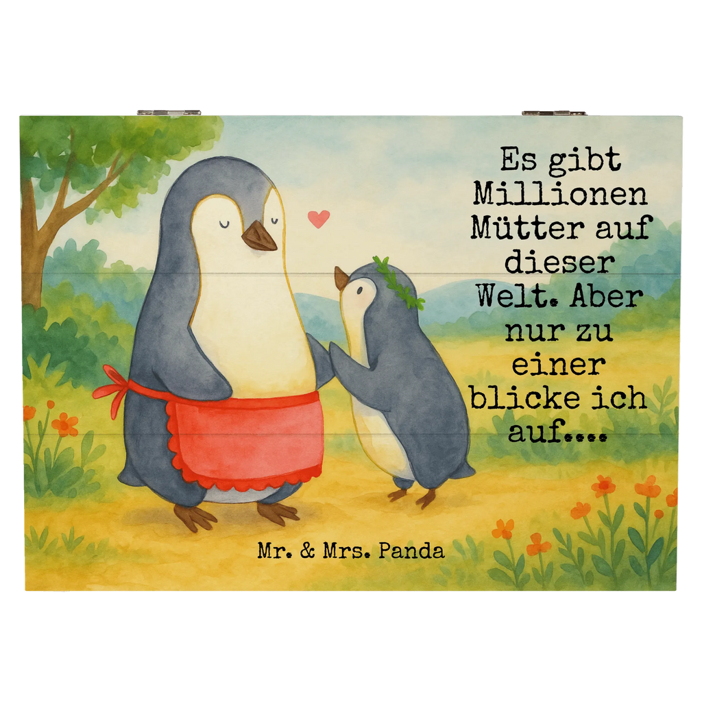 Wooden chest Penguin with child Design Aufbewahrungsbox, Dekokiste, XXL, Erinnerungskiste, Holzkiste, Erinnerungsbox, Truhe, Geschenkdose, Schatulle, Geschenkbox, Kiste, Schatzkiste, Familie, Vatertag, Muttertag, Bruder, Schwester, Mama, Papa, Oma, Opa, Mutti, Mami, Geburststag, Mutter, Geschenk