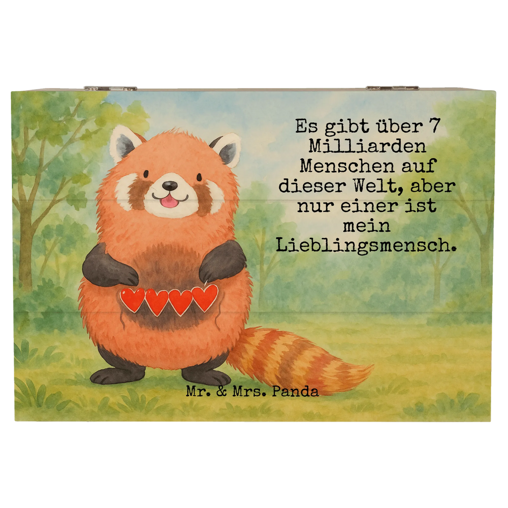 Wooden chest red panda Design XXL, Geschenkbox, Erinnerungsbox, Holzkiste, Kiste, Truhe, Schatzkiste, Dekokiste, Aufbewahrungsbox, Erinnerungskiste, Schatulle, Geschenkdose, Tiermotive, Gute Laune, lustige Sprüche, Tiere, Panda, Liebe, Liebling, Herz, Rot, Lieblingsmensch