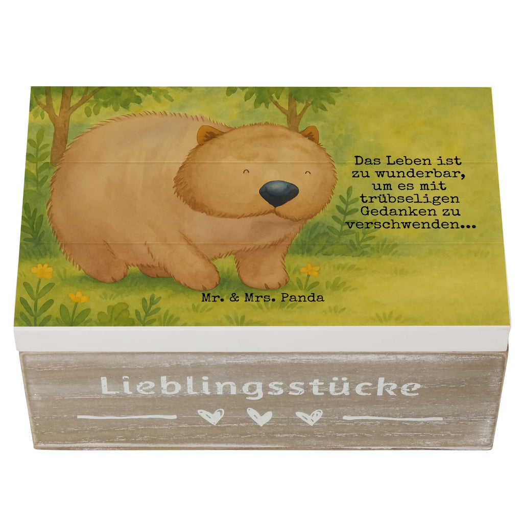 Holzkiste Wombat Design Aufbewahrungsbox, Truhe, Dekokiste, Erinnerungsbox, Erinnerungskiste, Geschenkbox, Kiste, Schatulle, Schatzkiste, Holzkiste, XXL, Geschenkdose, Tiermotive, Gute Laune, lustige Sprüche, Tiere, Australien, Das Leben ist schön, Spruch, Wombat, Motivation
